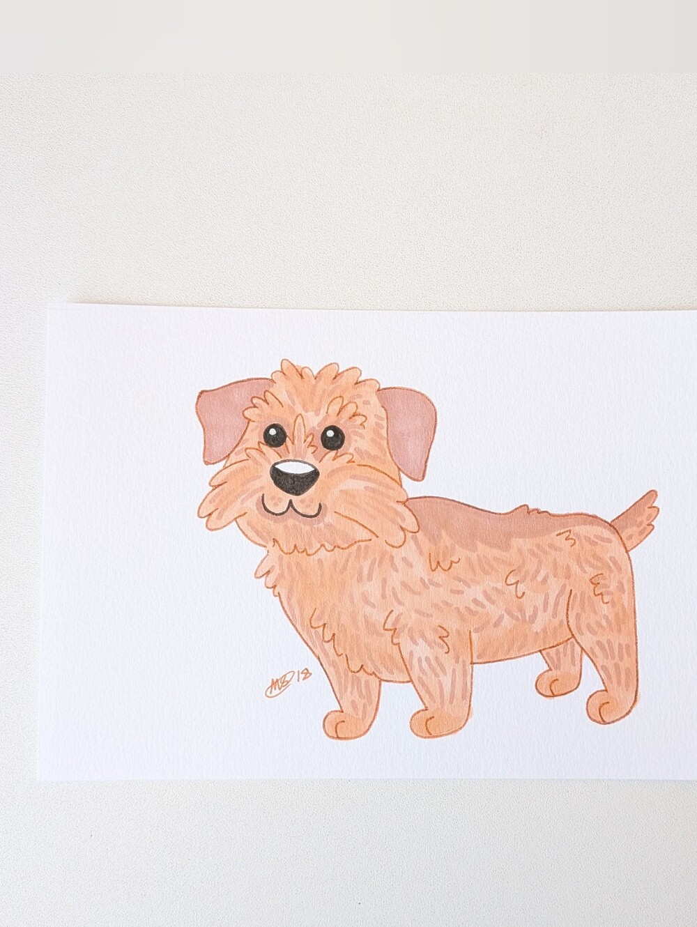 Original Cute Norfolk Terrier Dogcember 6×4 Marker Illustration By Mattoodles